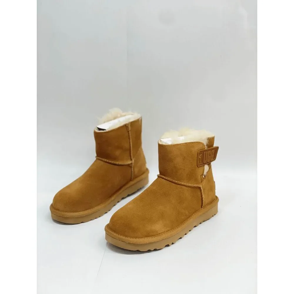 UGG Women's Mini Bailey Logo Strap Boot - Chestnut 7M - Picture 1 of 8